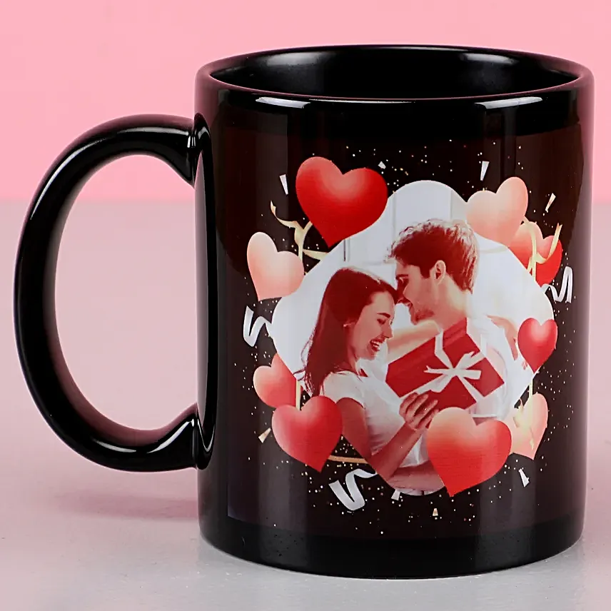 Deeply Romantic Black Personalised Mug