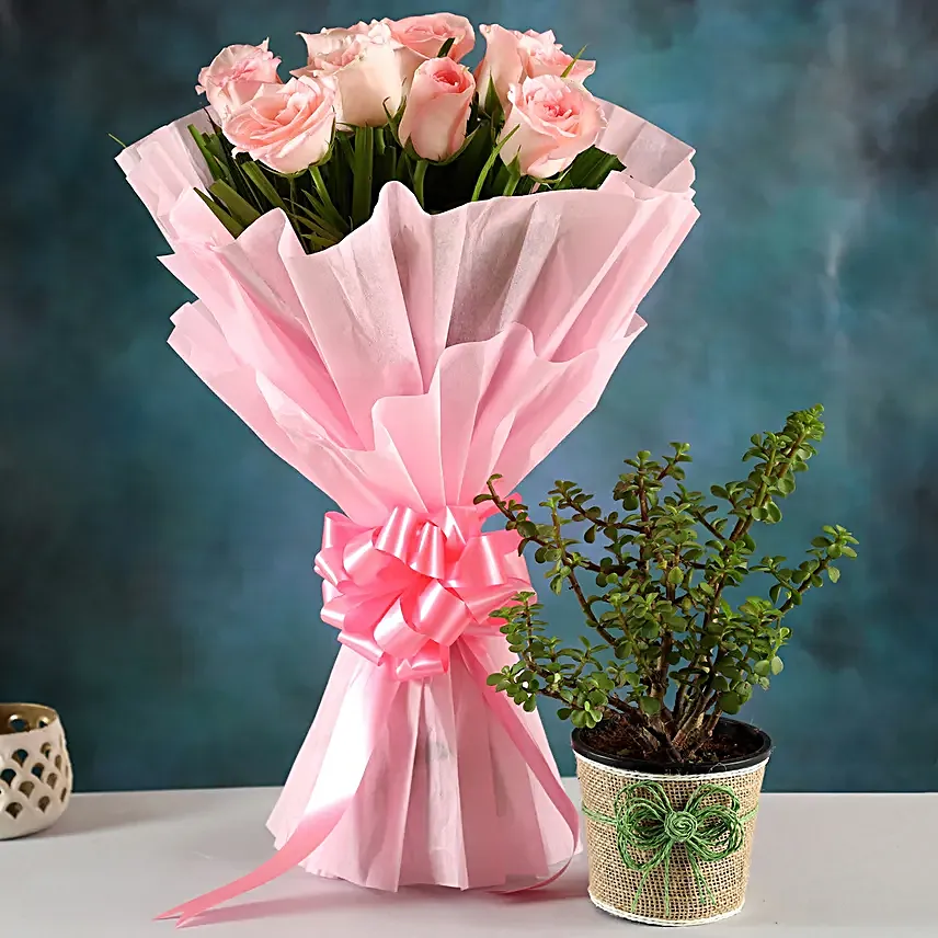 Order Plant And Rose Bouquet