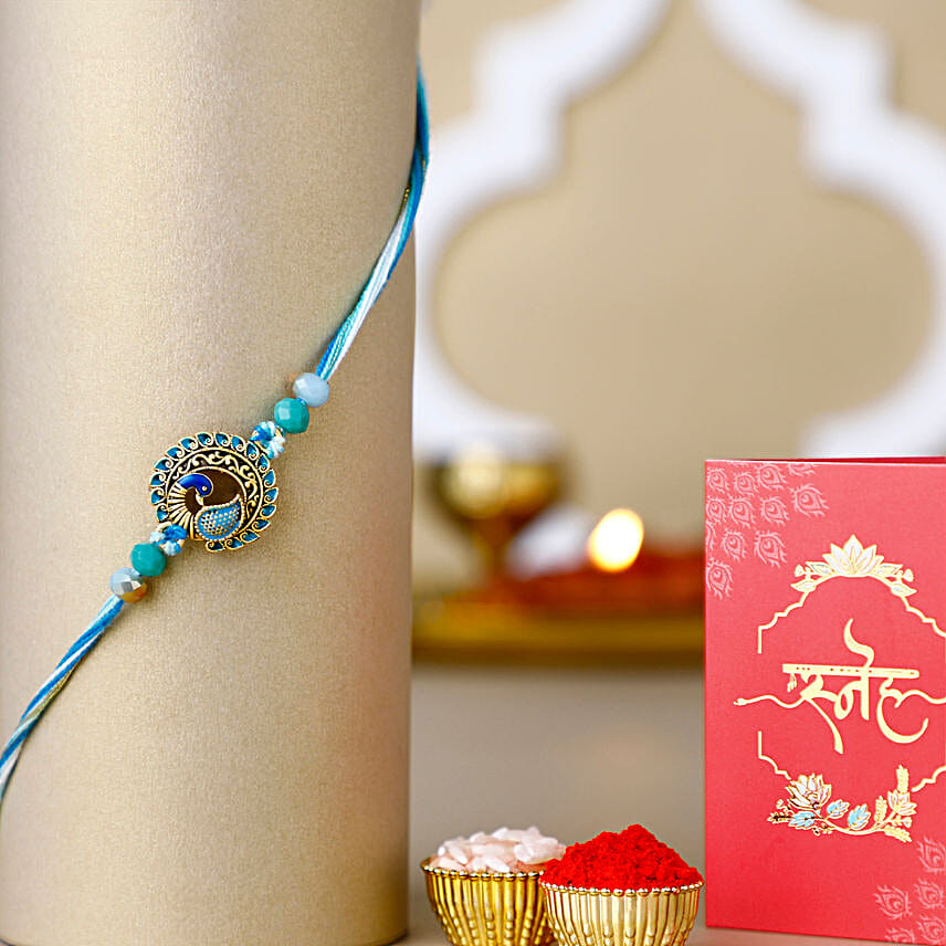 Jewel of the Sky Peacock Rakhi