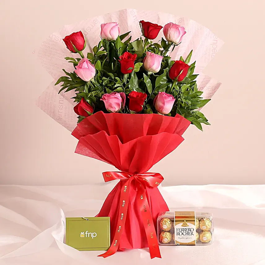 Joyful Times Roses Bouquet Ferrero Rocher Box