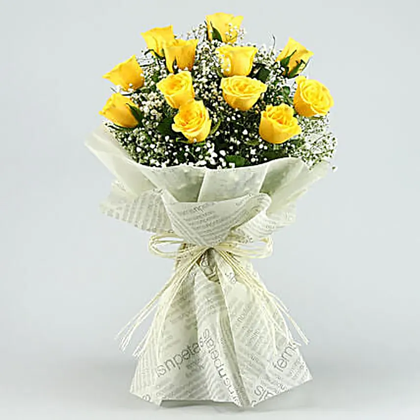 Joyful Vibes Yellow Roses Bouquet