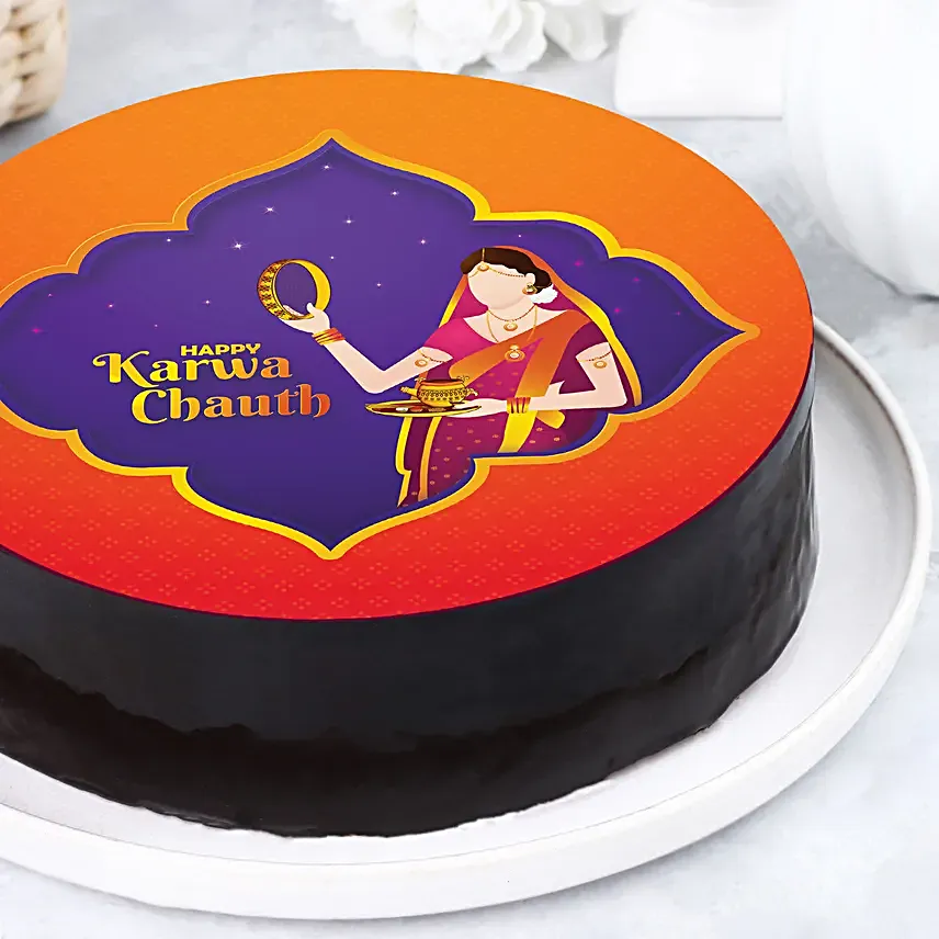 Karwa Chauth Theme Chocolate Cake Half Kg