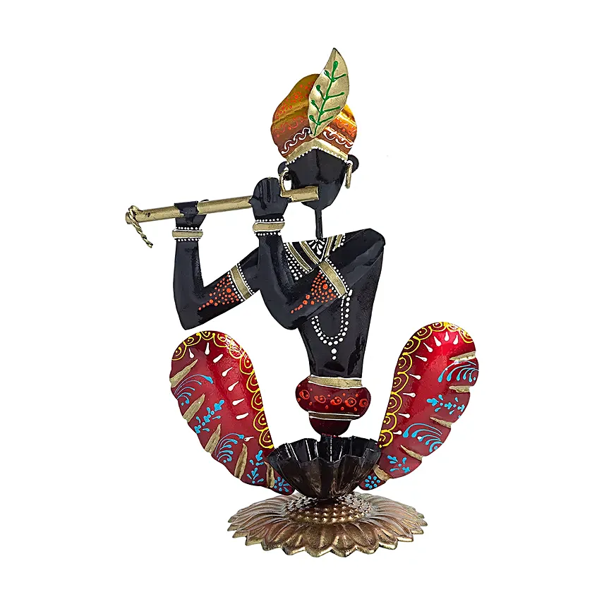 Krishna T Light Candle Holder Black & Red