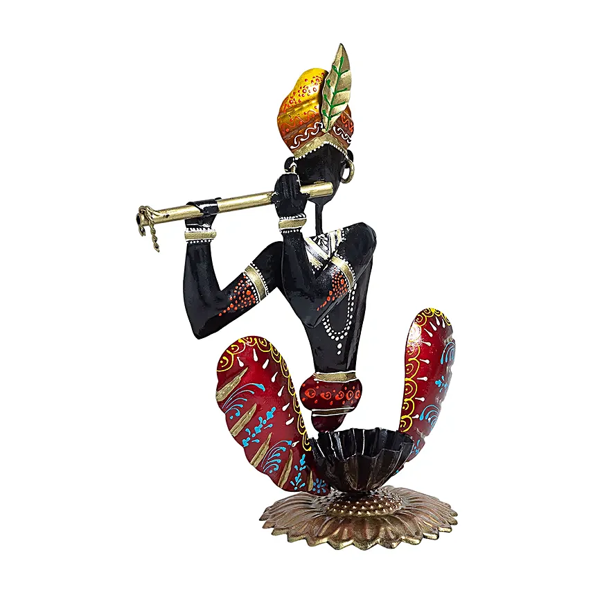 Krishna T Light Candle Holder Black & Red