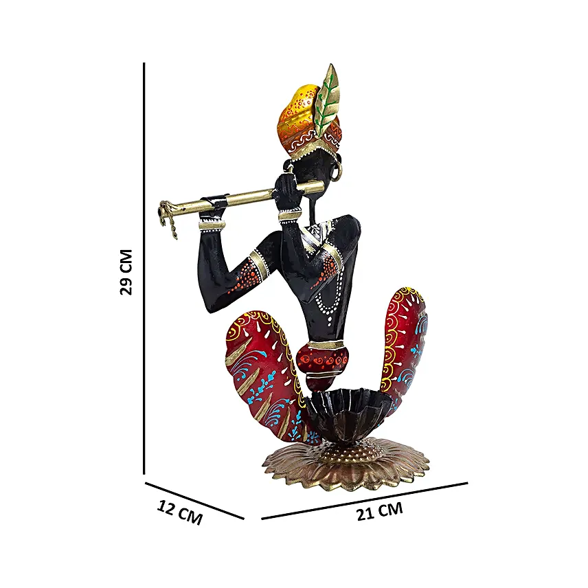 Krishna T Light Candle Holder Black & Red