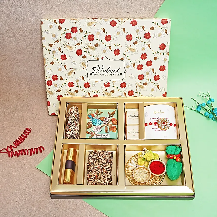 Kundan Rakhi N Choco Delight Hamper