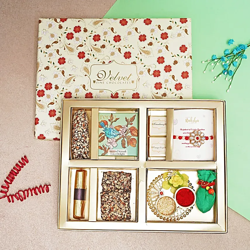 Kundan Rakhi N Choco Delight Hamper