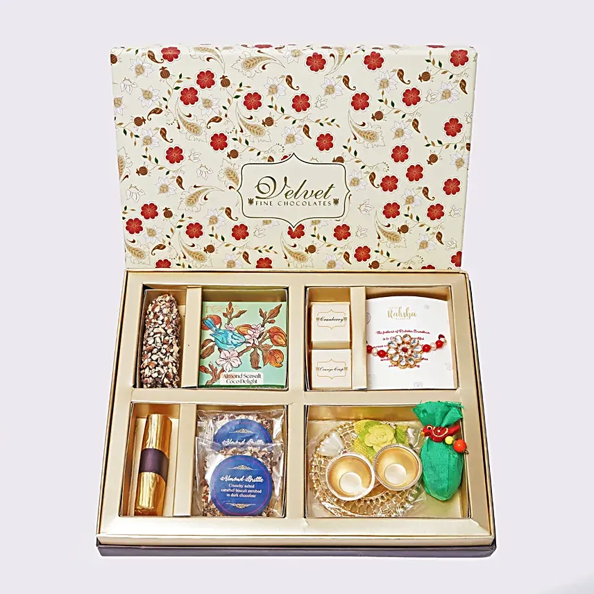 Kundan Rakhi N Choco Delight Hamper