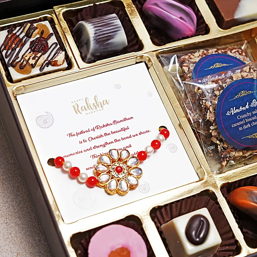 Kundan Rakhi N Siblings Treasure Box