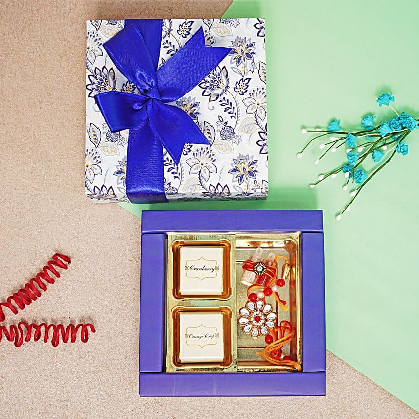 Kundan Rakhi N Sweet Bond Gift Box