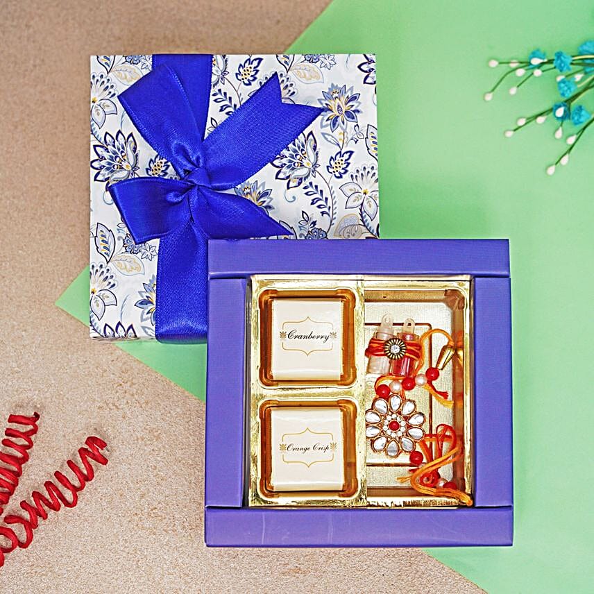 Kundan Rakhi N Sweet Bond Gift Box