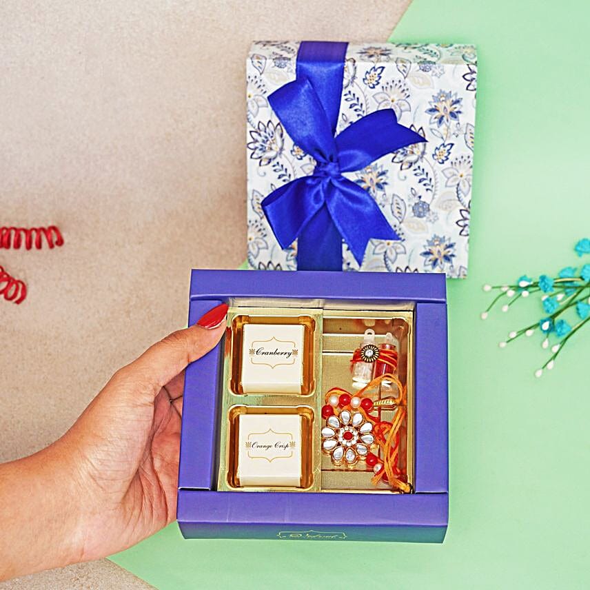 Kundan Rakhi N Sweet Bond Gift Box
