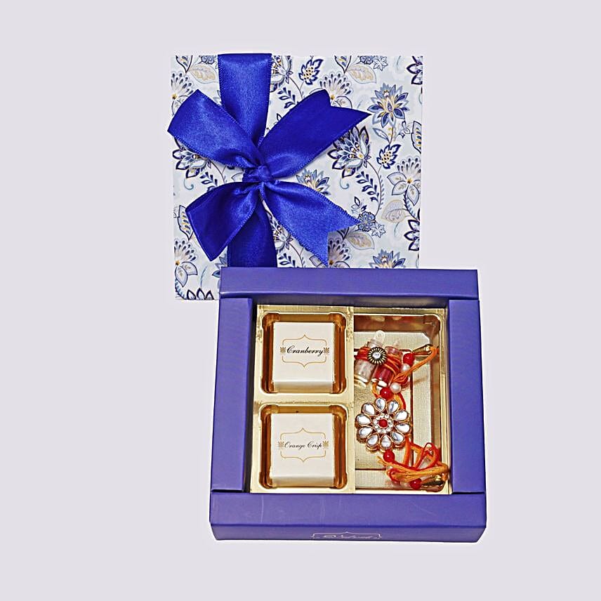 Kundan Rakhi N Sweet Bond Gift Box
