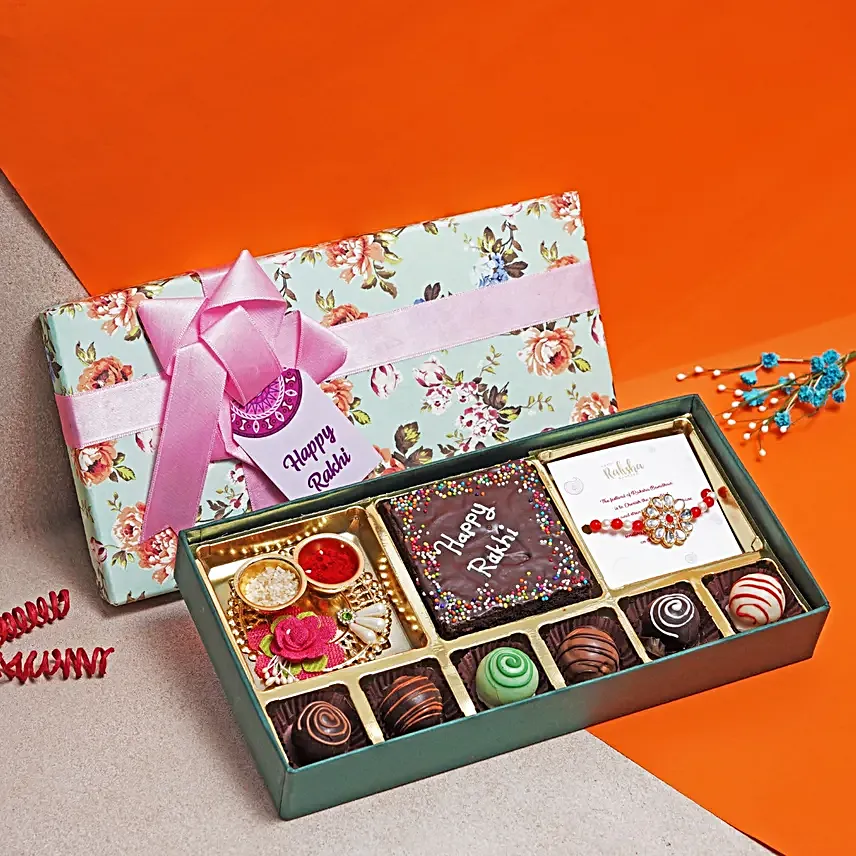 Kundan Rakhi N Sweet Delights Box