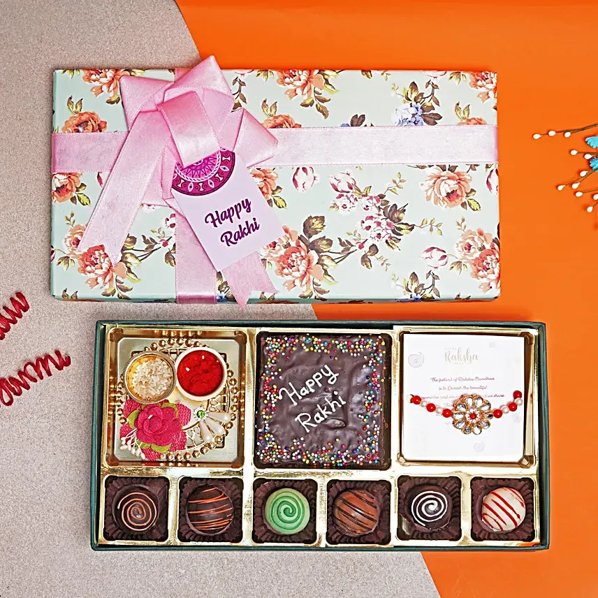 Kundan Rakhi N Sweet Delights Box