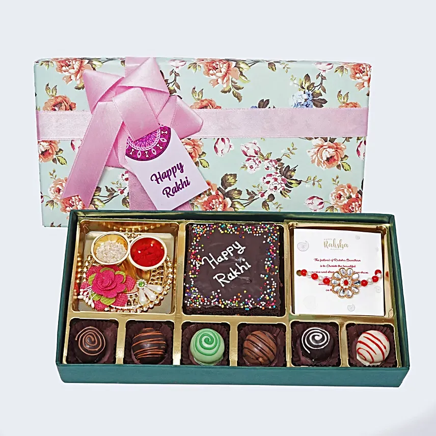 Kundan Rakhi N Sweet Delights Box