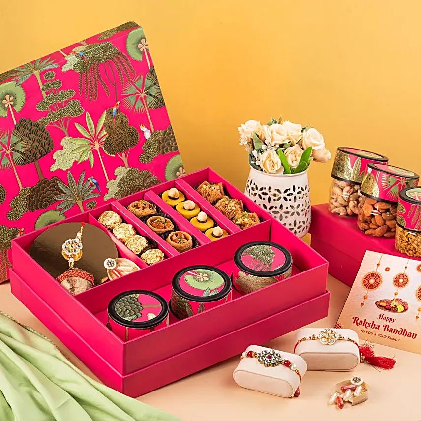 Kundan Rakhi Set N Sweet Savoury Delights