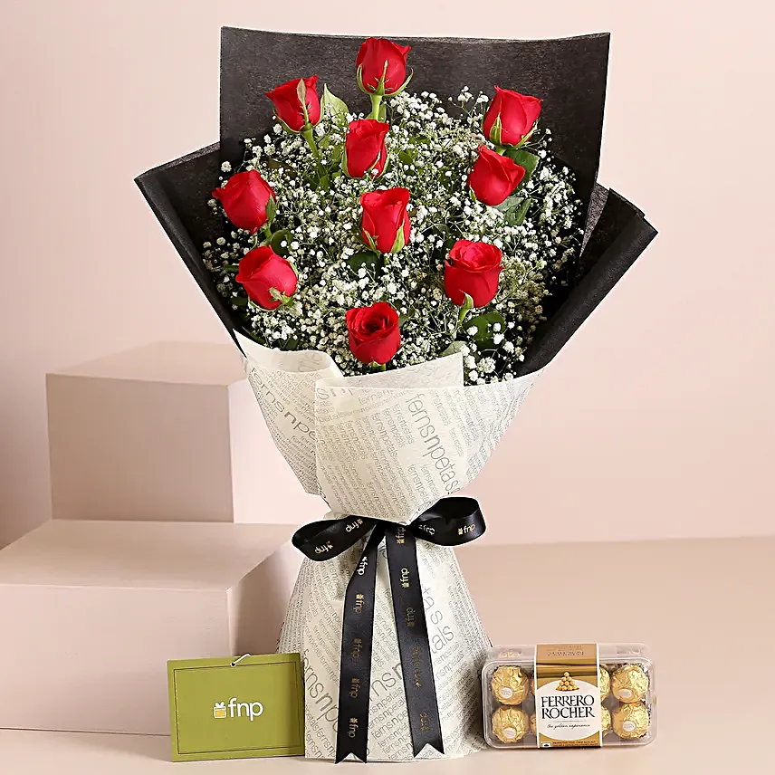 Lap Of Luxury Roses Bouquet Ferrero Rocher Box
