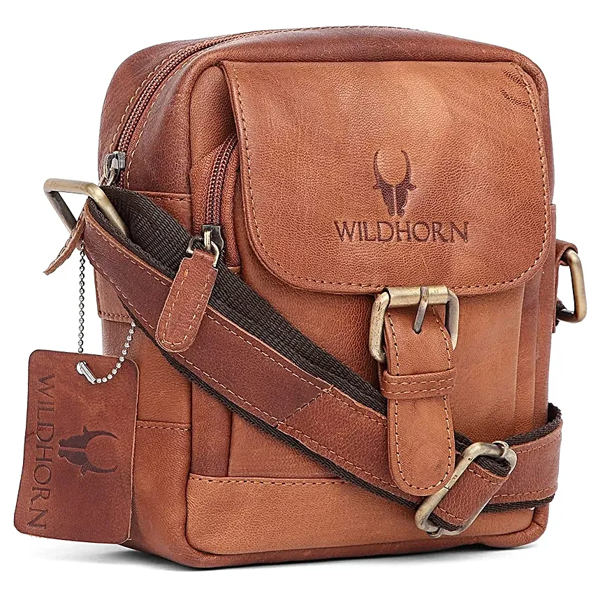 Leather Sling Bag For Men Brown