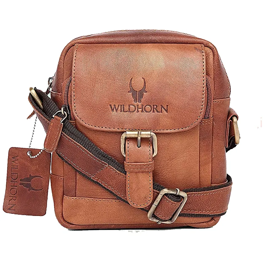 Leather Sling Bag For Men Brown