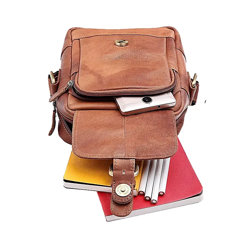 Leather Sling Bag For Men Brown