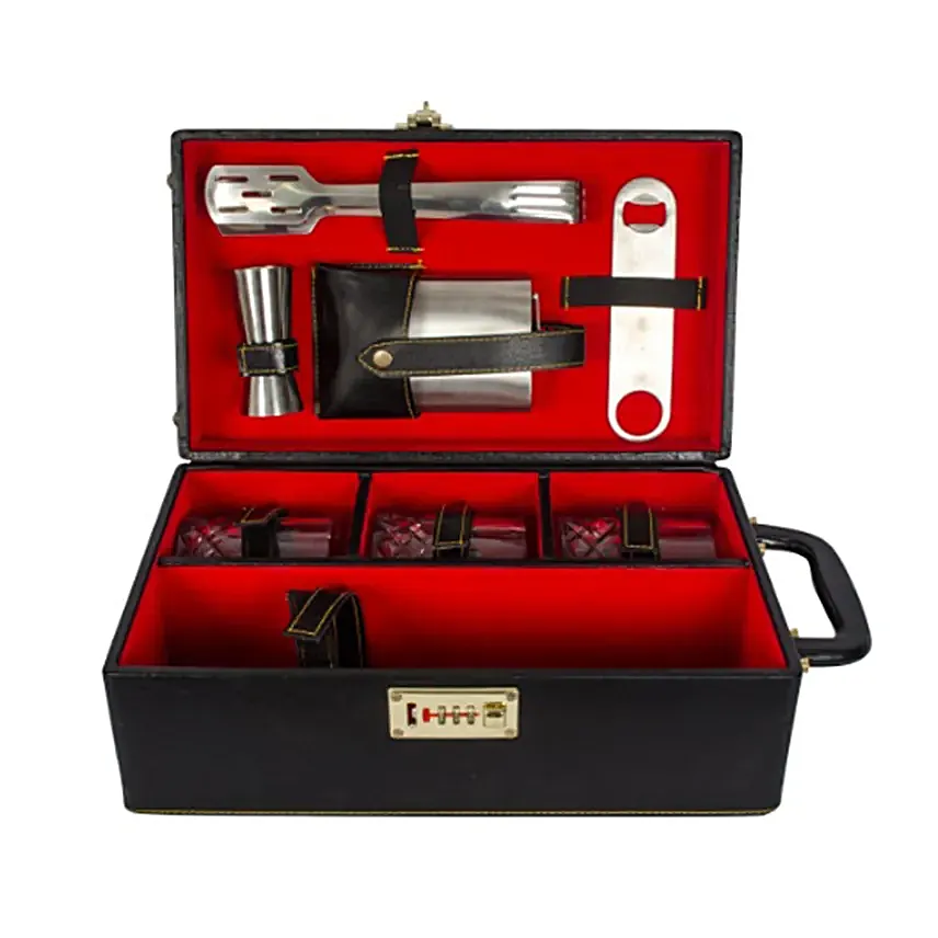 Leatherette Briefcase Bar Set for Travel