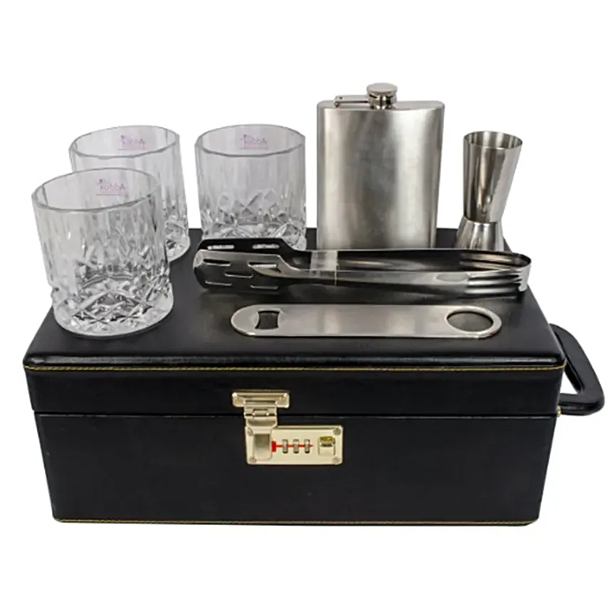 Leatherette Briefcase Bar Set for Travel