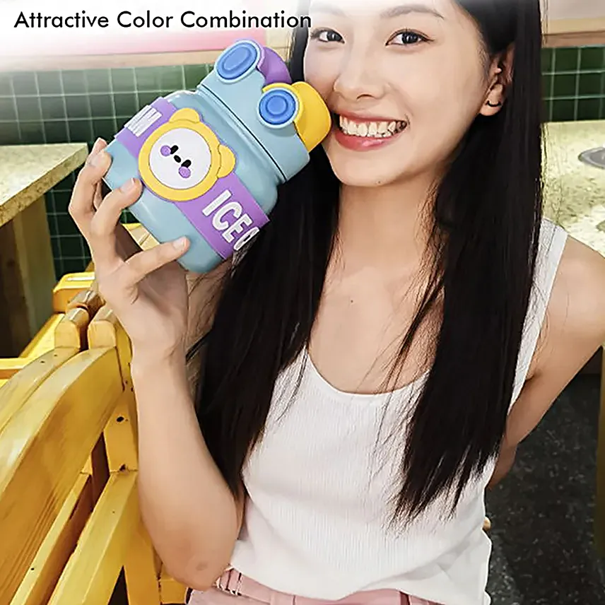 Lid Water Bottle For Kids Blue