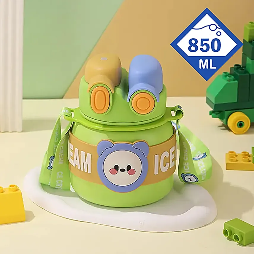 Lid Water Bottle For Kids Green