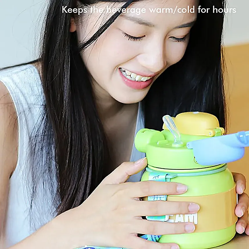 Lid Water Bottle For Kids Green