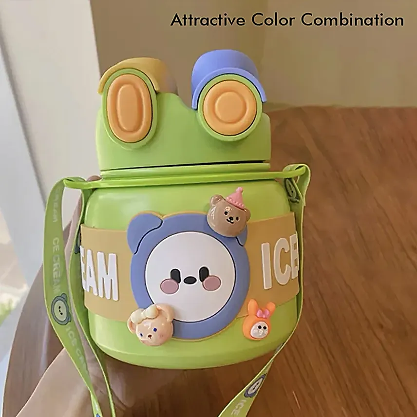 Lid Water Bottle For Kids Green