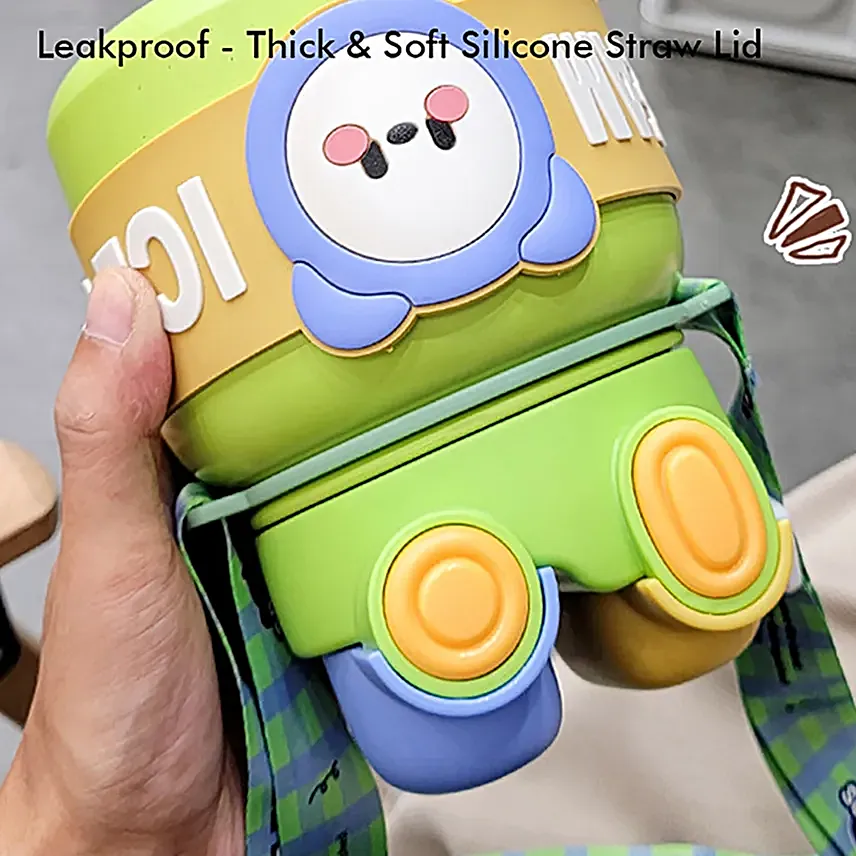 Lid Water Bottle For Kids Green