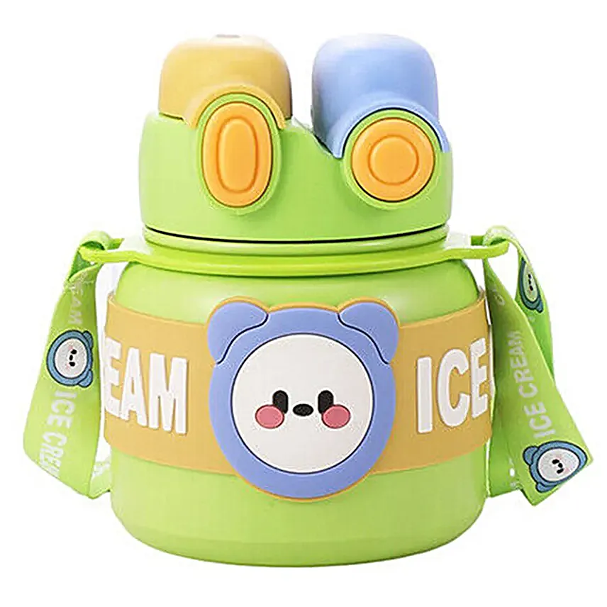 Lid Water Bottle For Kids Green