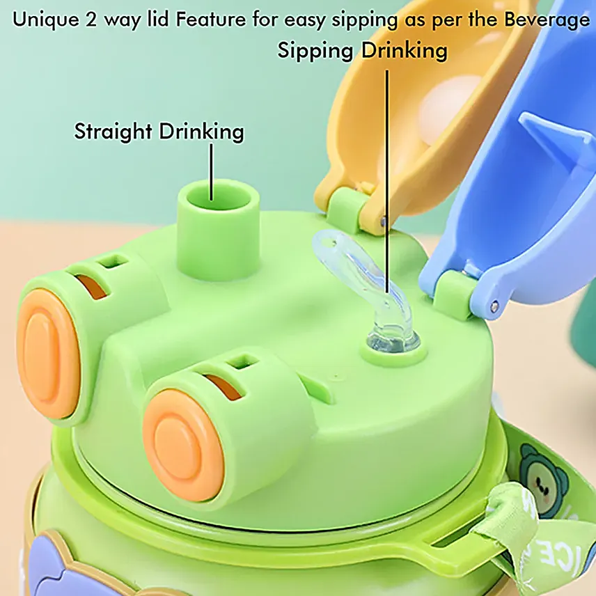 Lid Water Bottle For Kids Green