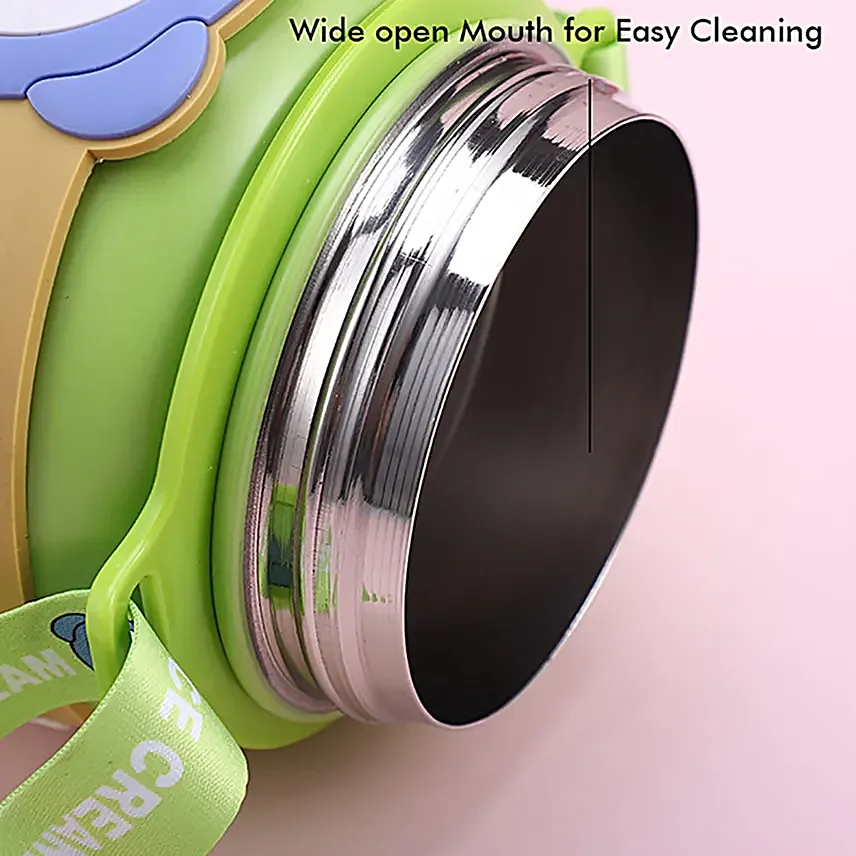 Lid Water Bottle For Kids Green