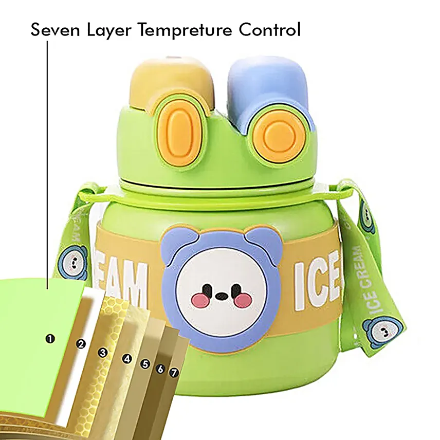 Lid Water Bottle For Kids Green