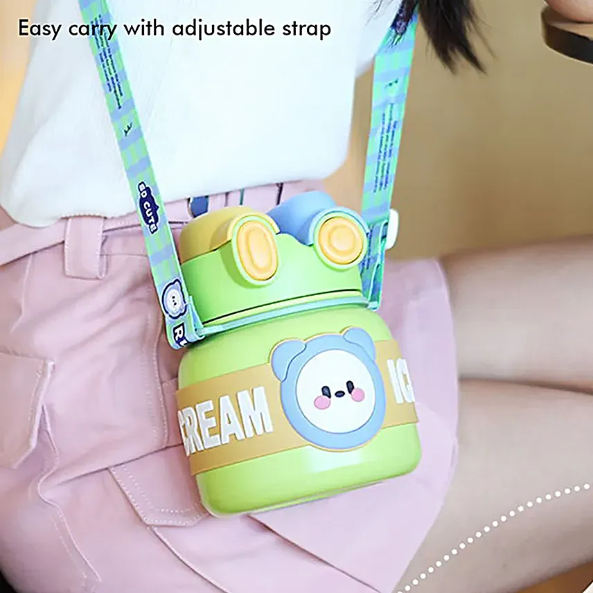 Lid Water Bottle For Kids Green