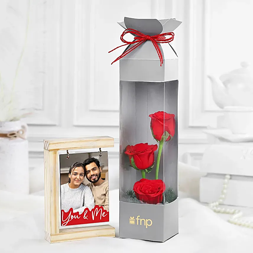 Love Infused Roses N Cute Frame Combo