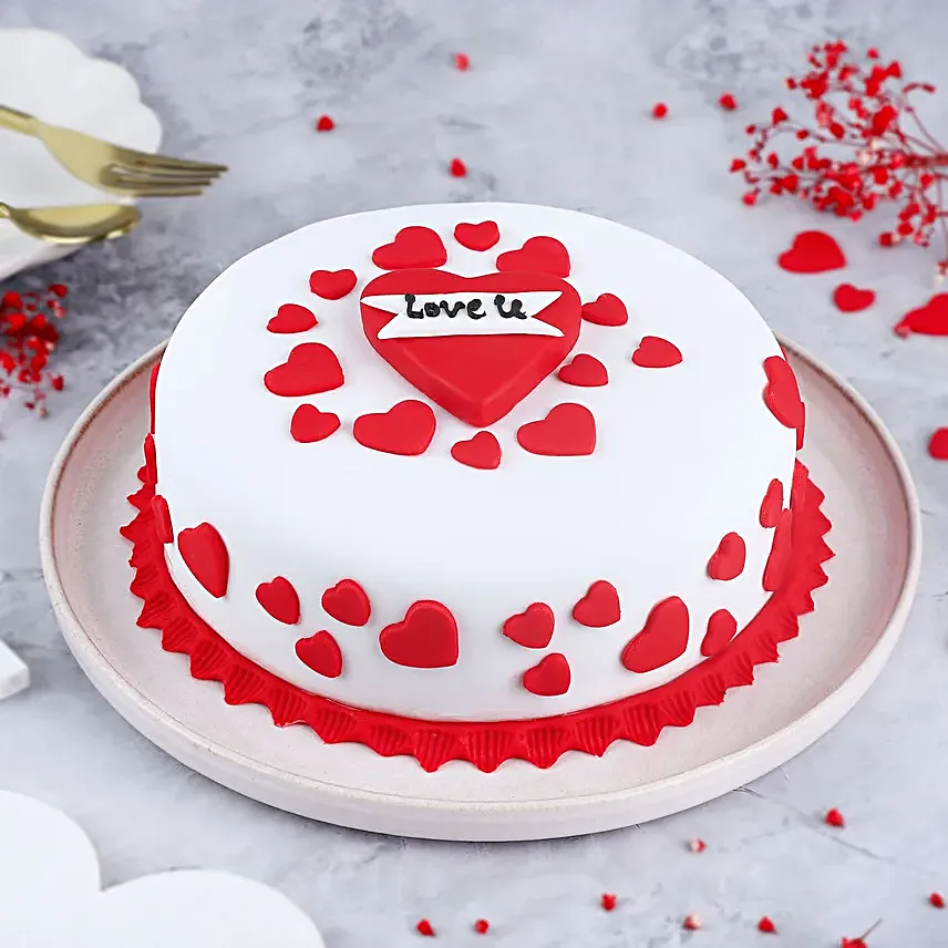 Online Love U Hearts Designer Cake