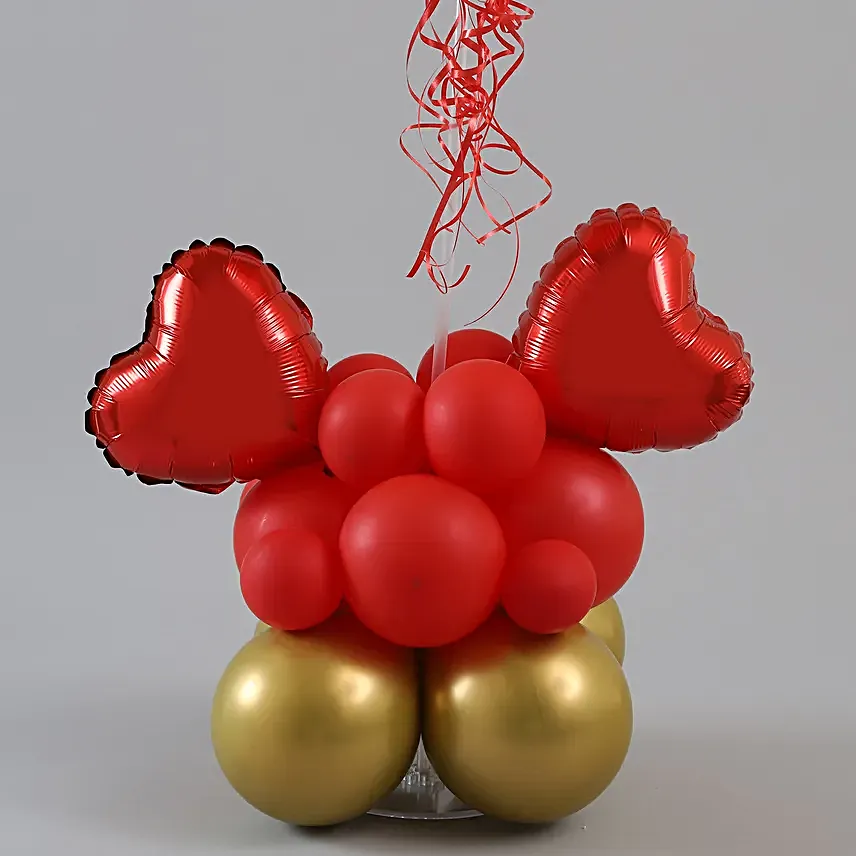 Love You Maa Red And Golden Balloon Bouquet