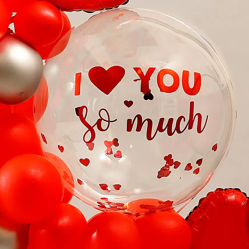 Love You Red Theme Balloon Bouquet