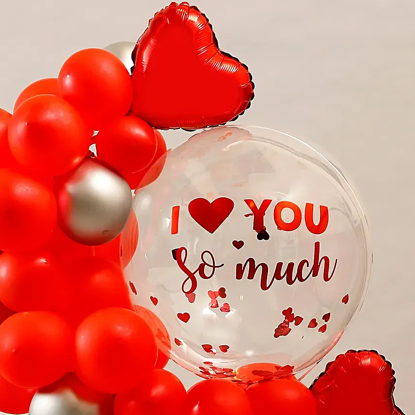Love You Red Theme Balloon Bouquet