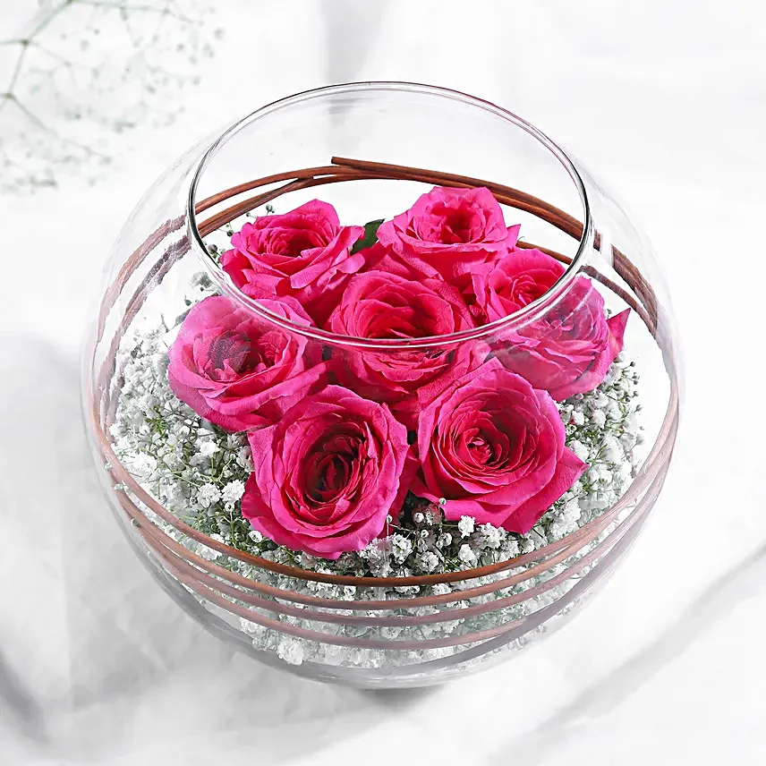 Lovely Pink Roses Vase Arrangement