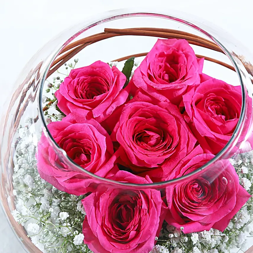 Lovely Pink Roses Vase Arrangement