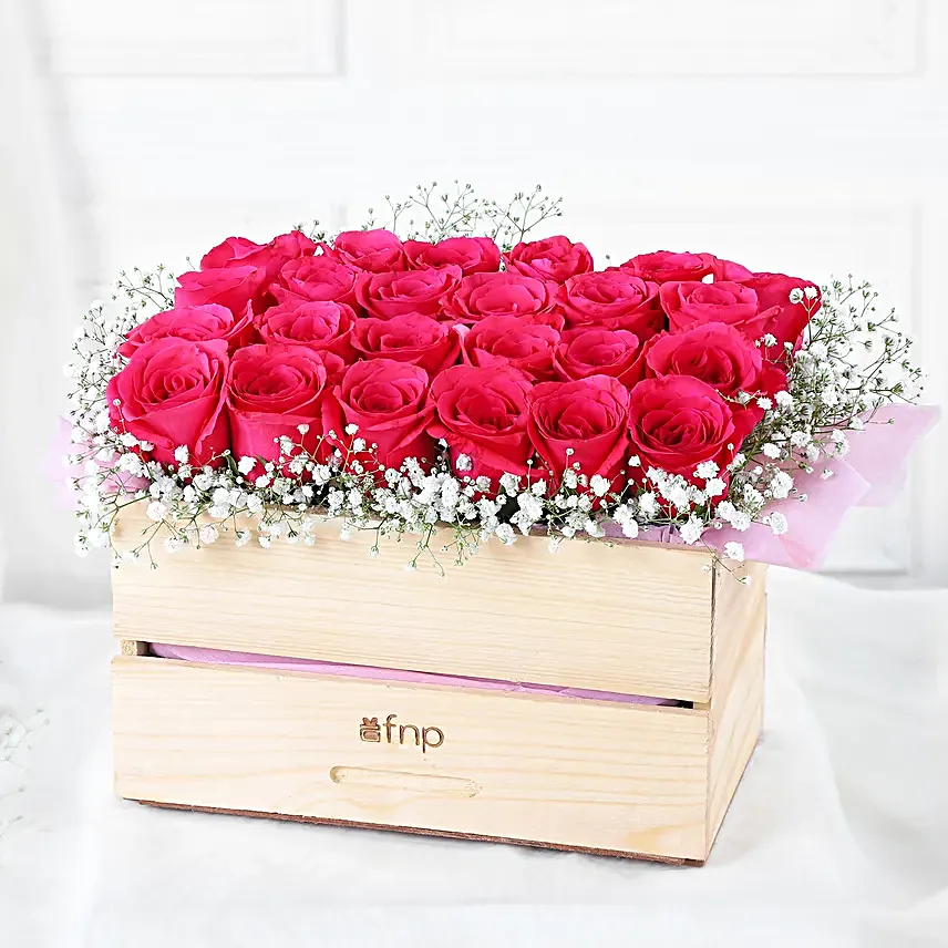 Lovely Roses Ferrero Rocher Wooden Arrangement