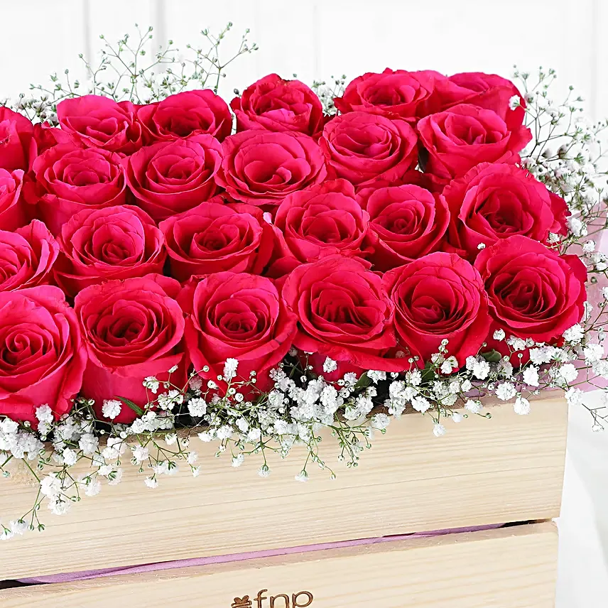 Lovely Roses Ferrero Rocher Wooden Arrangement