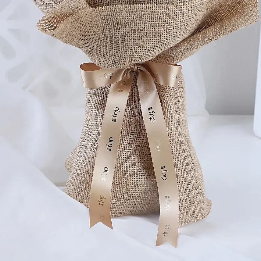 Lovely Yellow White Flowers Jute Bouquet