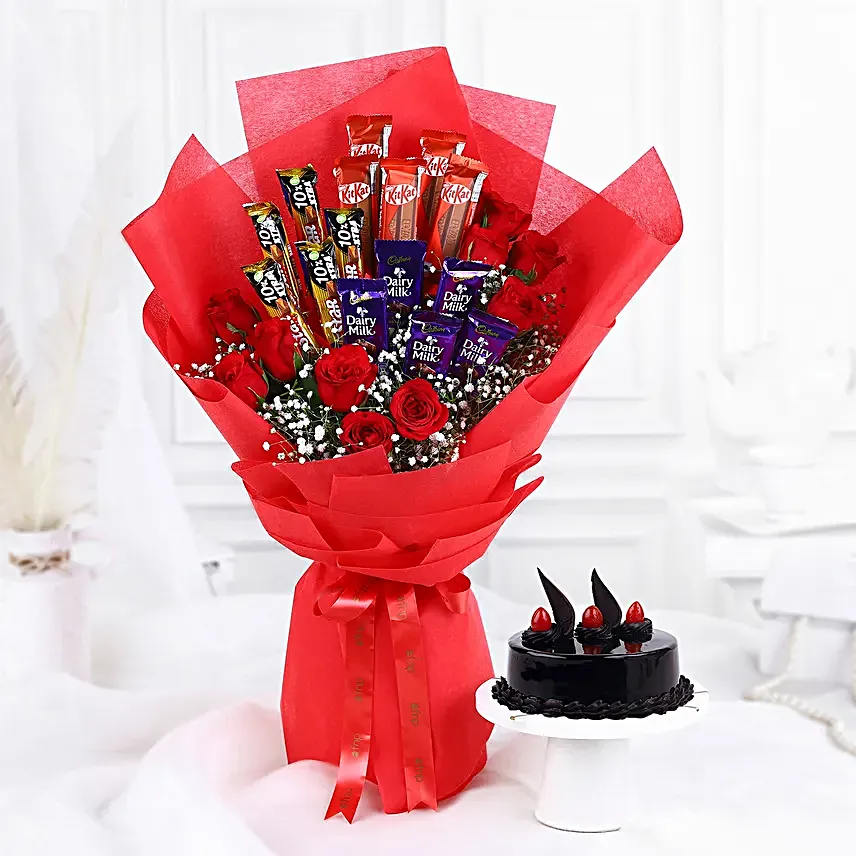 Lovers Delight Rose N Truffle Cake Combo