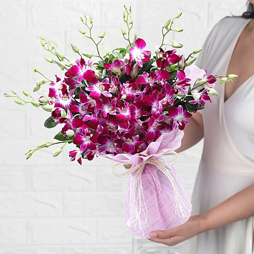 Luxe Love Orchids Bouquet Truffle Cake