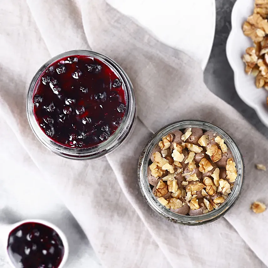 Luxurious Blueberry N Choco Walnut Jar Cakes